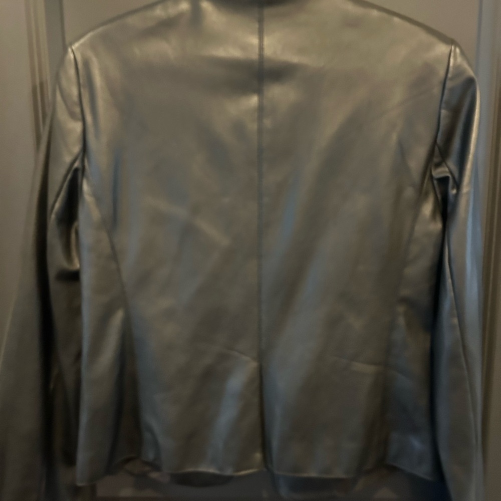 Ann Taylor Black Leather Single-Button Blazer - Picture 3 of 3